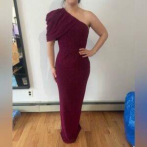 Black Halo Mulberry Sheen One-Shoulder Dress